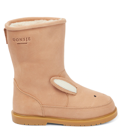 Donsje Wadudu Leather Boots In Taupe Leather