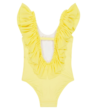 Shop Monnalisa Baby Printed Swimsuit In Giallo Chiaro