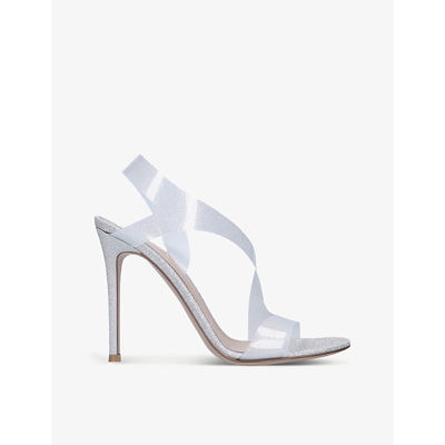 Shop Gianvito Rossi Metropolis Transparent-strap Leather Heeled Sandals In Silver