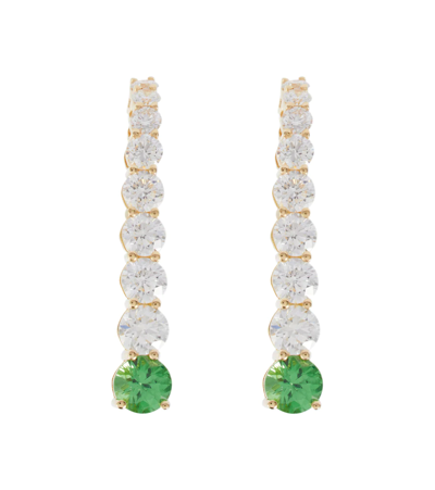 Shop Melissa Kaye Aria Earhook 18kt Gold Earrings With Diamonds And Tsavorites In Yg