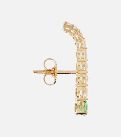 Shop Melissa Kaye Aria Earhook 18kt Gold Earrings With Diamonds And Tsavorites In Yg