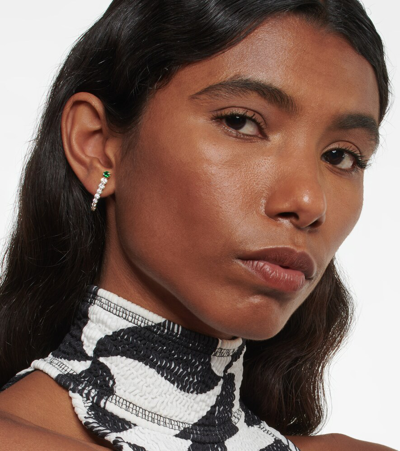 Shop Melissa Kaye Aria Earhook 18kt Gold Earrings With Diamonds And Tsavorites In Yg