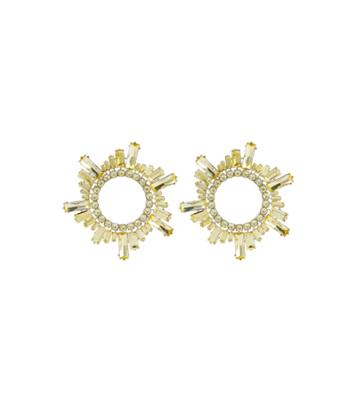 Shop Amina Muaddi Begum Crystal-embellished Earrings In Silver Base / Jonquil