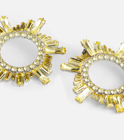 Shop Amina Muaddi Begum Crystal-embellished Earrings In Silver Base / Jonquil