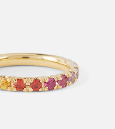 Shop Sydney Evan Rainbow Large 14kt Gold Eternity Ring With Sapphires, Rubies, Amethysts, And Emeralds In Yg/ Rainbow