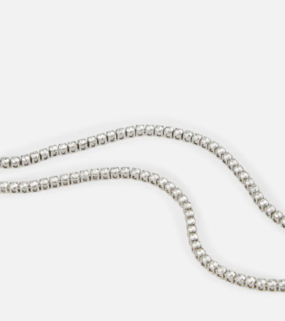 Shop Amina Muaddi Crystal-embellished Waist Chain In White