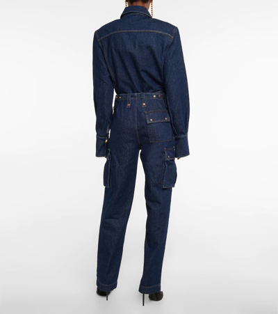 Magda Butrym Buttoned-pocket Relaxed-fit Mid-rise Denim Cargo Trousers In Navy