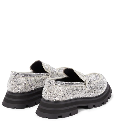 Shop Alexander Mcqueen Wander Crystal-embellished Loafers In New Ivory/silver