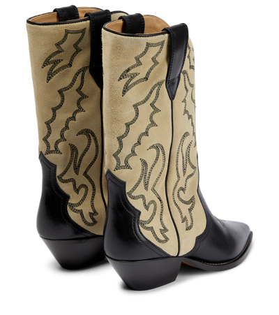 Shop Isabel Marant Duerto Leather Cowboy Boots In Black/ecru
