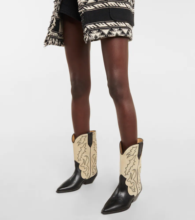 Shop Isabel Marant Duerto Leather Cowboy Boots In Black/ecru