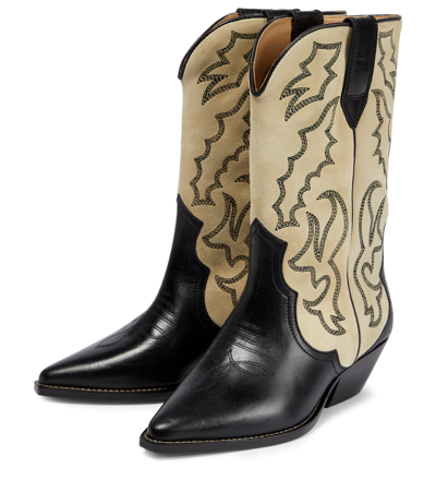 Shop Isabel Marant Duerto Leather Cowboy Boots In Black/ecru