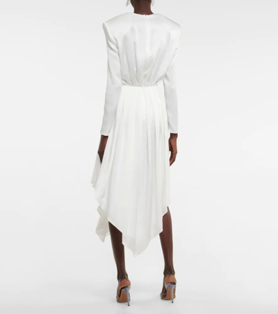 Shop Alexandre Vauthier Asymmetric Satin Midi Dress In Off White
