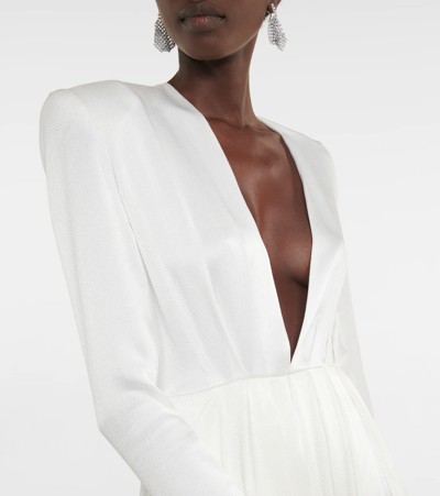 Shop Alexandre Vauthier Asymmetric Satin Midi Dress In Off White