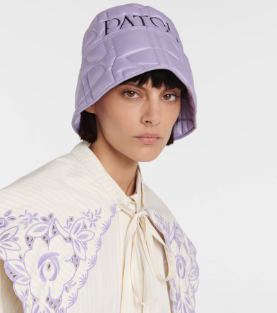 Patou Logo Quilted Satin Bucket Hat In Lavander