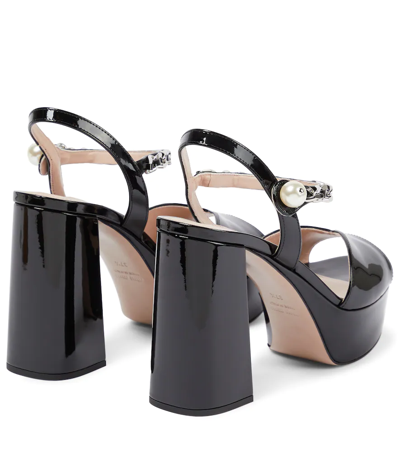 Miu Miu Patent Leather Platform Sandals In Nero