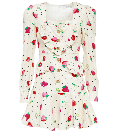 Shop Alessandra Rich Printed Silk Minidress In White