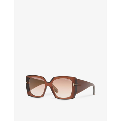 Shop Tom Ford Women's Brown Ft0921 Jacquetta Square-frame Acetate Sunglasses