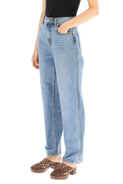 Shop Tory Burch High-waisted Straight-cut Jeans In Blue