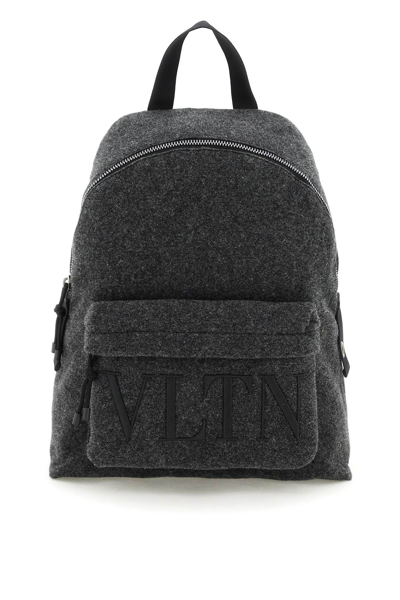 Shop Valentino Garavani Vltn Felt Backpack In Grey