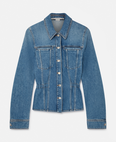 Shop Stella Mccartney Elasticated Waist Denim Jacket In Medium Blue