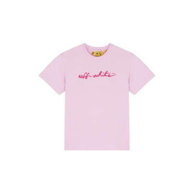 Shop Off-white Kids Script Pink Logo Cotton T-shirt