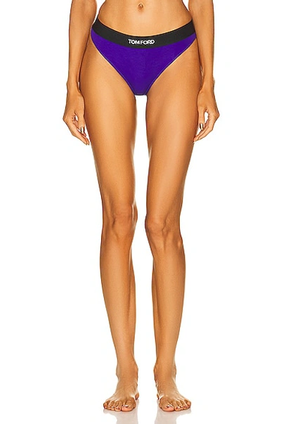 Shop Tom Ford Signature Thong In Cobalt Purple