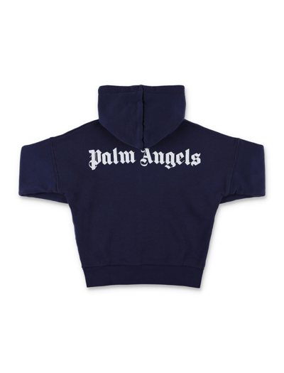 Shop Palm Angels Classic Over Logo Zip Hoodie In Navy