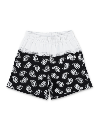 Shop Msgm Bandana Print Bermuda Shorts In Black