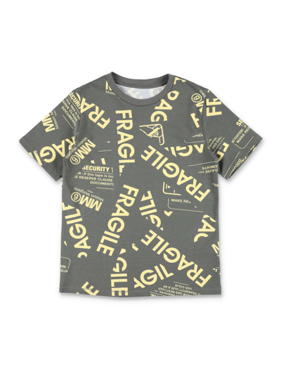 Shop Mm6 Maison Margiela T-shirt With Prints In Mastic Green