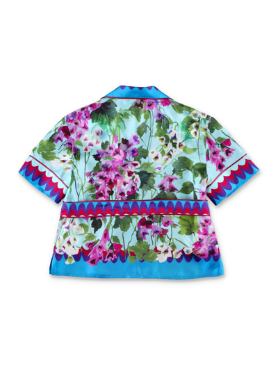 Shop Dolce & Gabbana Bluebells Silk Shirt