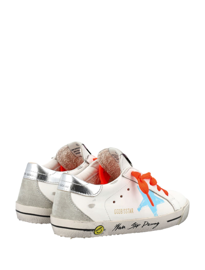 Shop Golden Goose Super-star With Pinted Star In White/turquoise/silver/ice