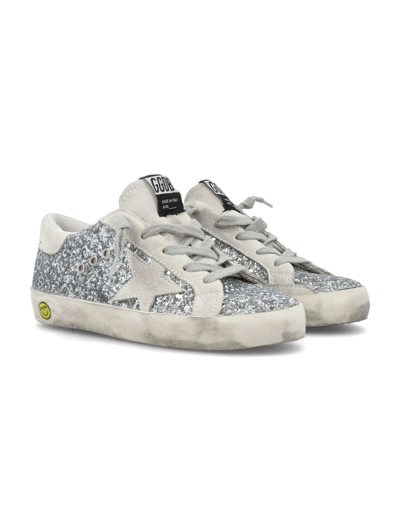 Shop Golden Goose Super-star Sneakers In Silver/ice