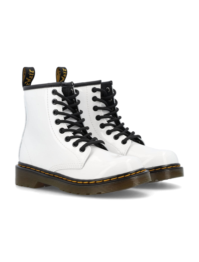 Shop Dr. Martens' Patent Leather Lace-up Boots In White