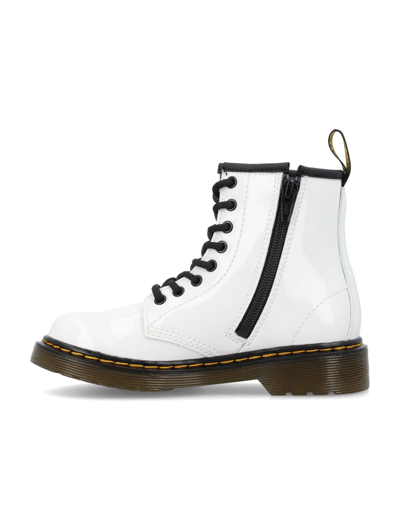 Shop Dr. Martens' Patent Leather Lace-up Boots In White