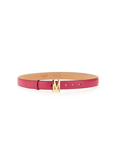 Shop Moschino M Logo Buckle Belt In Pink