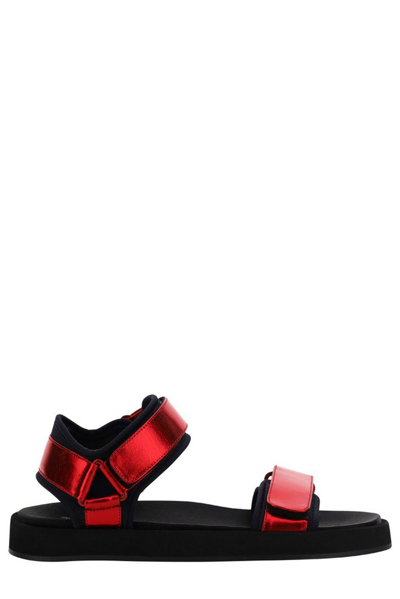 Shop The Row Logo Detailed Open Toe Sandals In Red