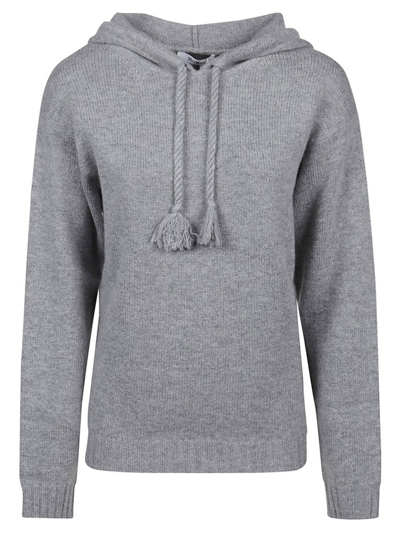 Shop Max Mara Ribbed Knitted Hoodie In Grey