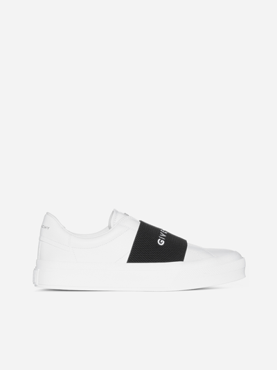 Shop Givenchy City Logo-band Leather Sneakers