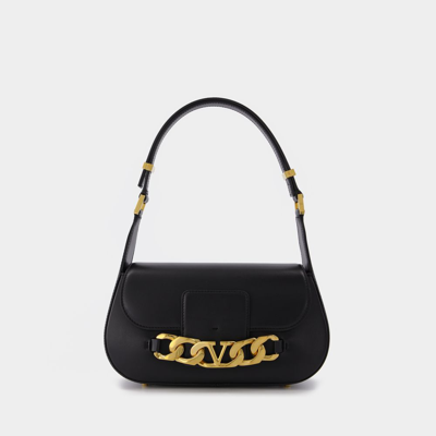 Valentino Garavani Valentino Vlogo Chain Small Leather Shoulder Bag In Black