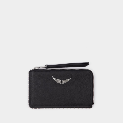 Shop Zadig & Voltaire Zv Card Grained Black Leather