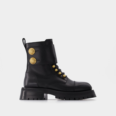 Shop Balmain Ranger Boot Army-calfskin In Black