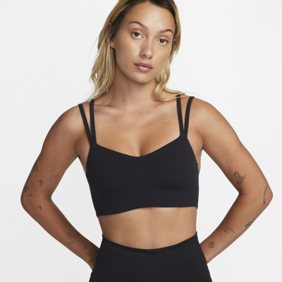 Shop Nike Women's Zenvy Strappy Light-support Padded Sports Bra In Black