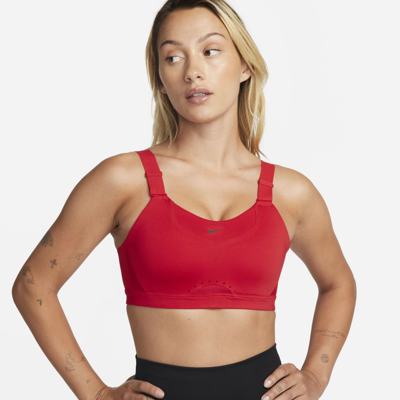 Shop Nike Women's Alpha High-support Padded Adjustable Sports Bra In Red