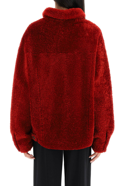 Shop Simonetta Ravizza 'jen' Shearling Jacket In Red