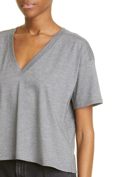 Shop Loulou Studio Faaa V-neck Cotton T-shirt In Grey Melange