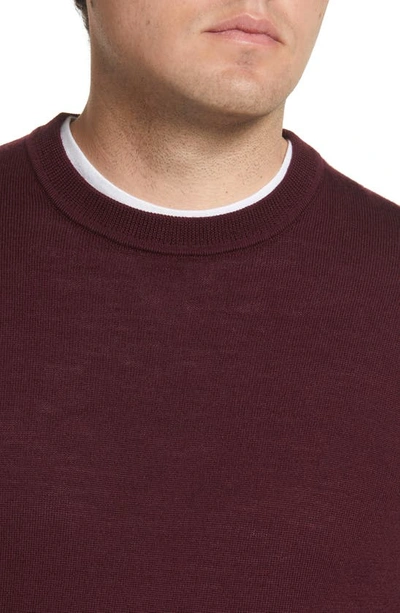 Nordstrom Washable Merino Crewneck Sweater In Burgundy Stem