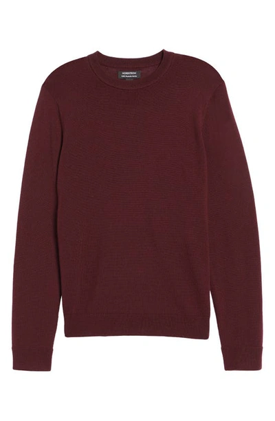 Nordstrom Washable Merino Crewneck Sweater In Burgundy Stem