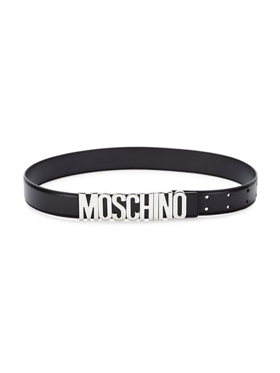 Moschino Smooth-grain Leather Belt In Black