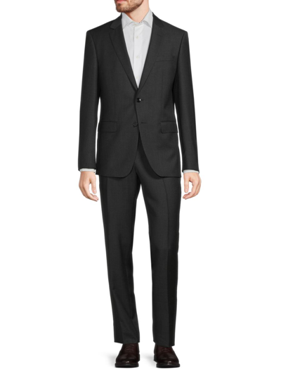 Shop Hugo Boss Men's H-huge-214 Slim Fit Virgin Wool Suit In Dark Grey