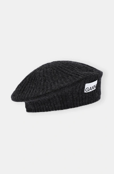 Shop Ganni Wool Rib Knit Beret Women's In Mixed